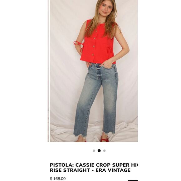 Revolve Pistola Cassie Crop High Rise Straight Button Fly Fairside Vintage Sz 26 - Picture 5 of 12